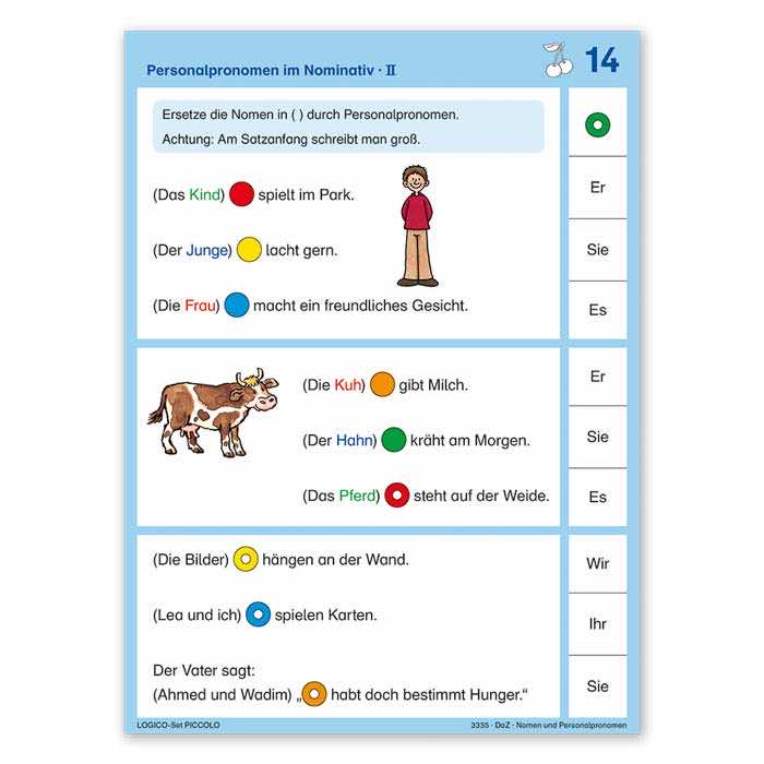 Nomen und Personalpronomen | LOGICO PICCOLO-Set | 3335| Beispielseite 3