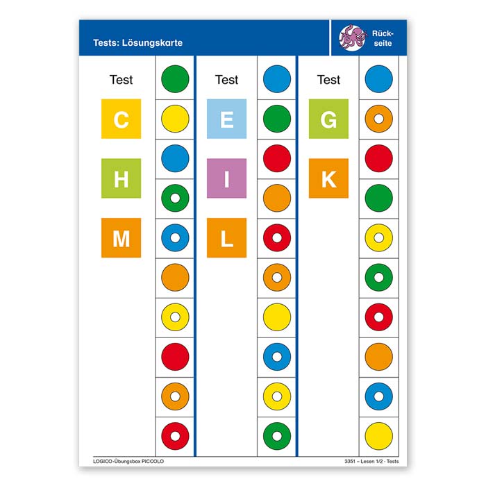 LOGICO-Übungsbox PICCOLO Lesen 1/2 | Beispiel Lösungskarte