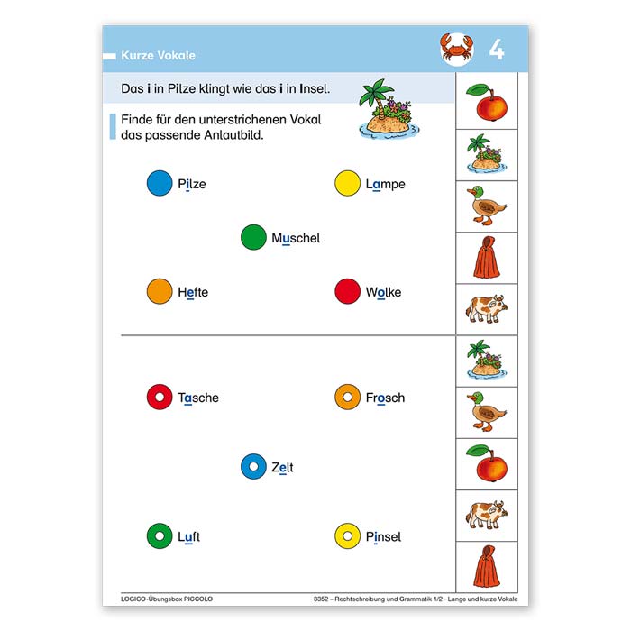 LOGICO-Übungsbox PICCOLO Rechtschreibung und Grammatik 1/2 | Beispielkarte 4