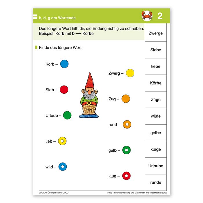 LOGICO-Übungsbox PICCOLO Rechtschreibung und Grammatik 1/2 | Beispielkarte 2