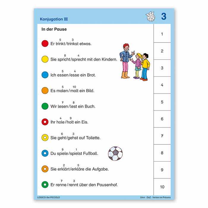 Verben im Präsens | LOGICO PICCOLO-Set | 3344 | Beispielseite 1