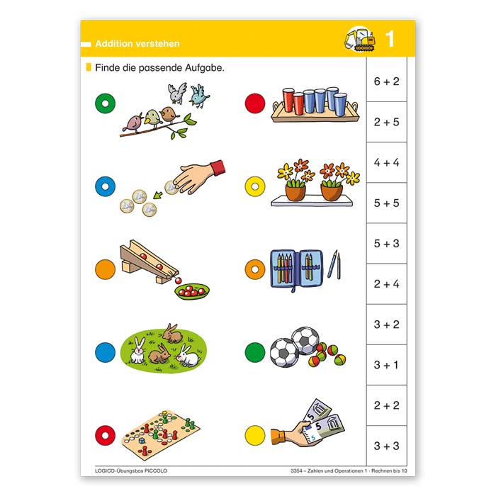 Zahlen und Operationen 1 | LOGICO-Übungsbox PICCOLO | Beispielkarte 1